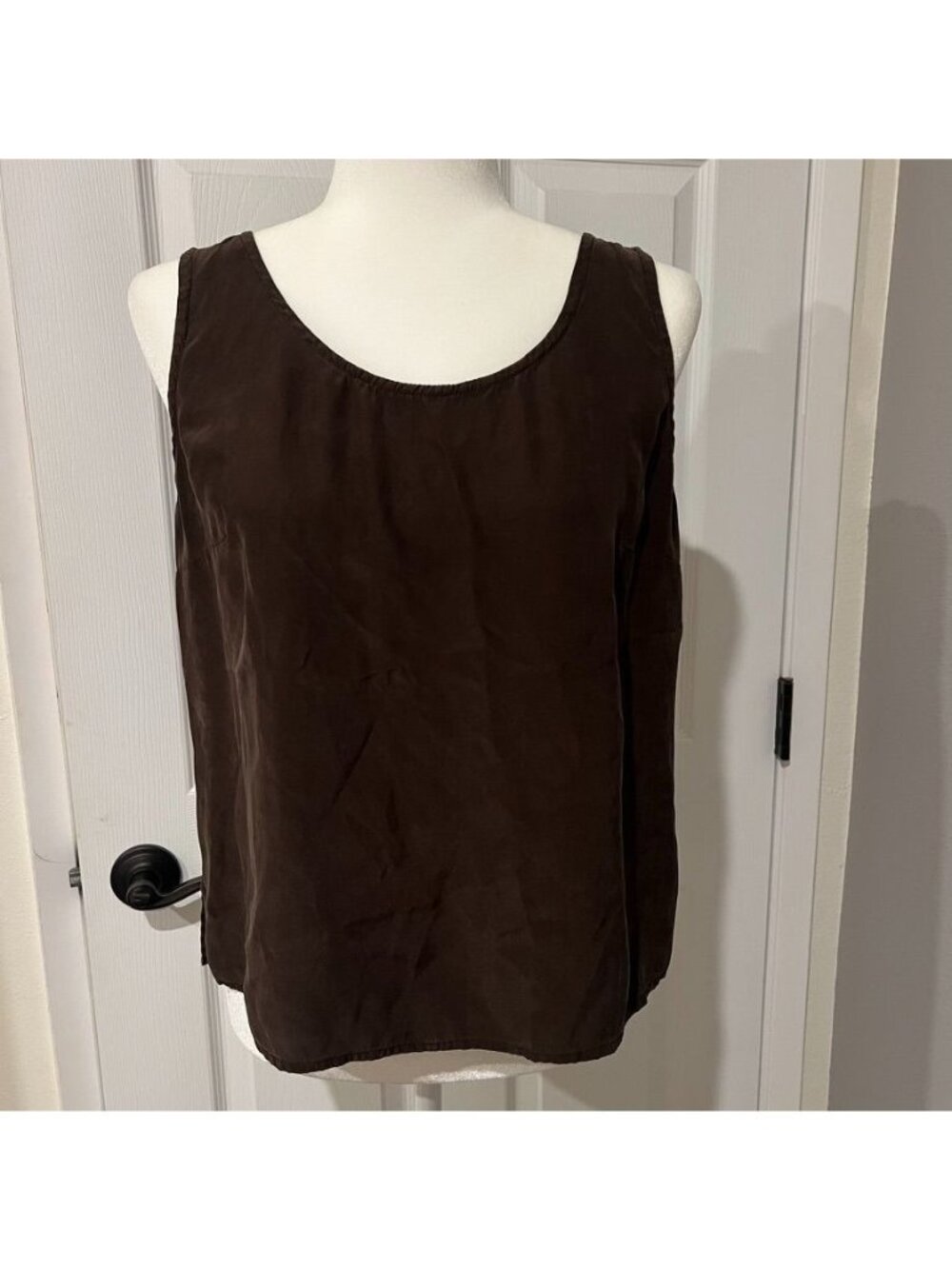Silk Brown Sleeveless Tank Blouse Size Medium